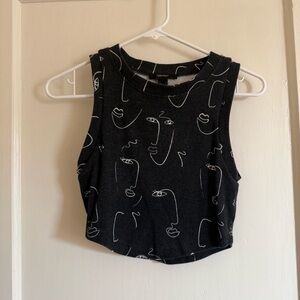 Forever 21 Black Abstract Face Tank Top